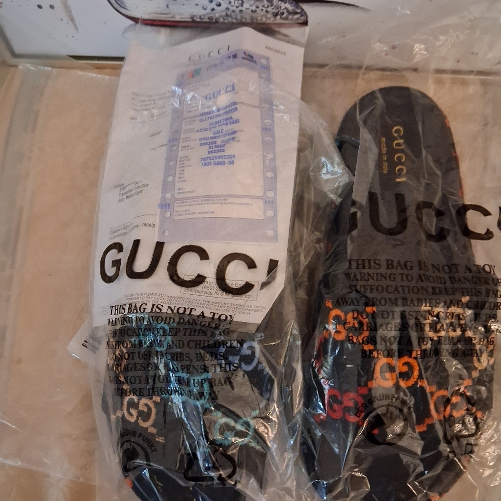 Gucci Angelina Multicolor Embroidered Platform Sandals Size EU44/11 - Picture 11 of 12
